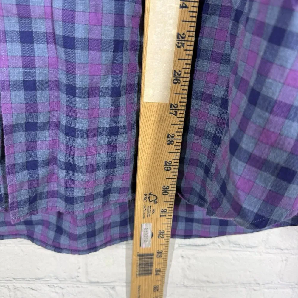 Peter Millar Winter Soft Twill Collection Shirt Mens XL Purple Blue Plaid Preppy